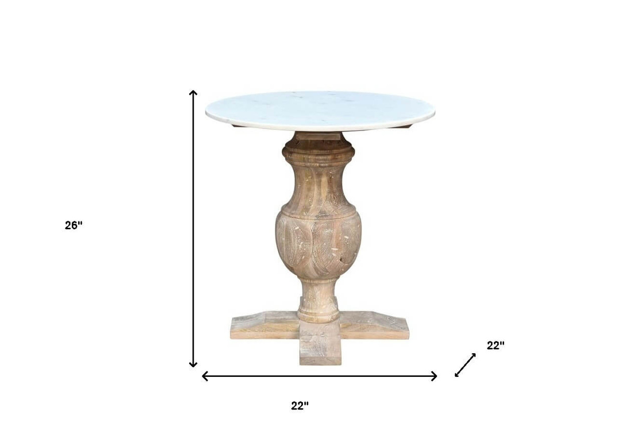 26" Brown Solid Wood Round End Table - Chicken Pieces