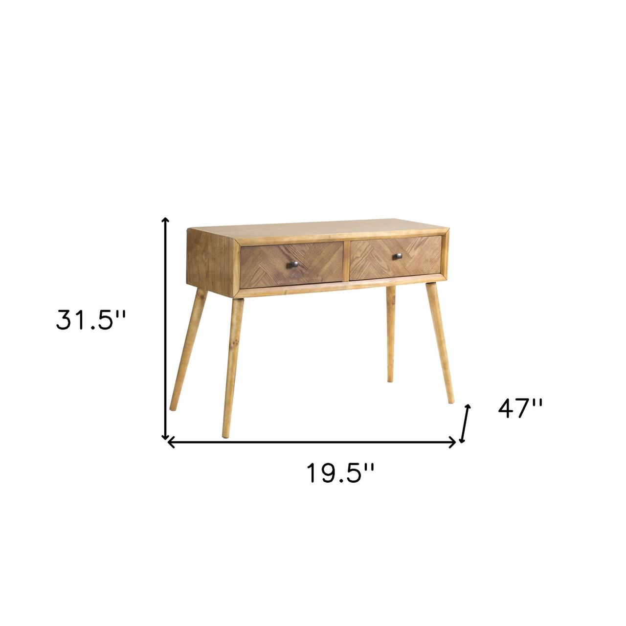 47" Brown End Table With Two Drawers - Chicken Pieces