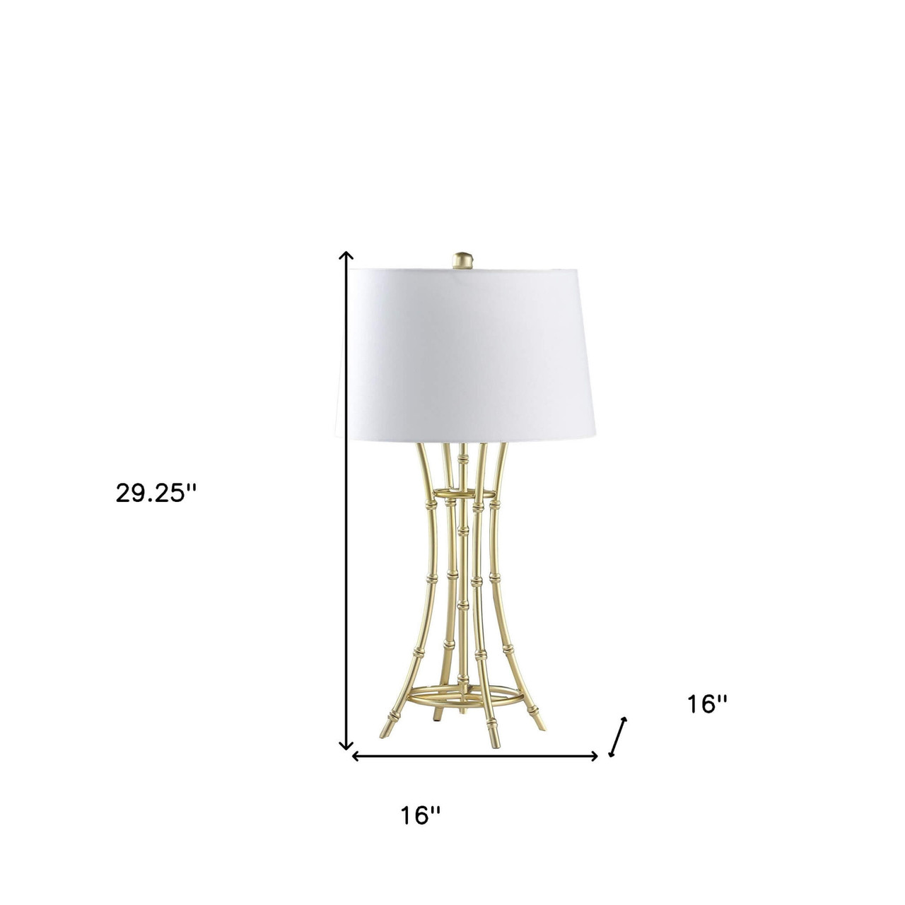 29" Gold Bamboo Design Table Lamp With Off White Drum Shade - Chicken Pieces