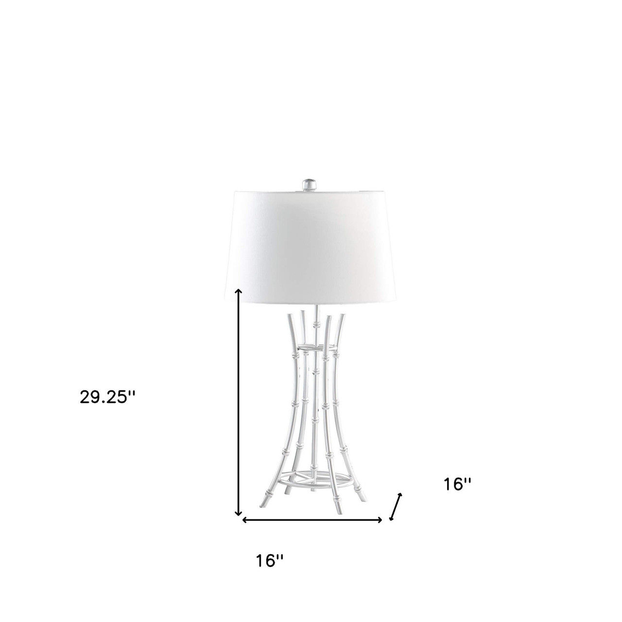 29" Silver Bamboo Design Table Lamp With Off White Drum Shade - Chicken Pieces