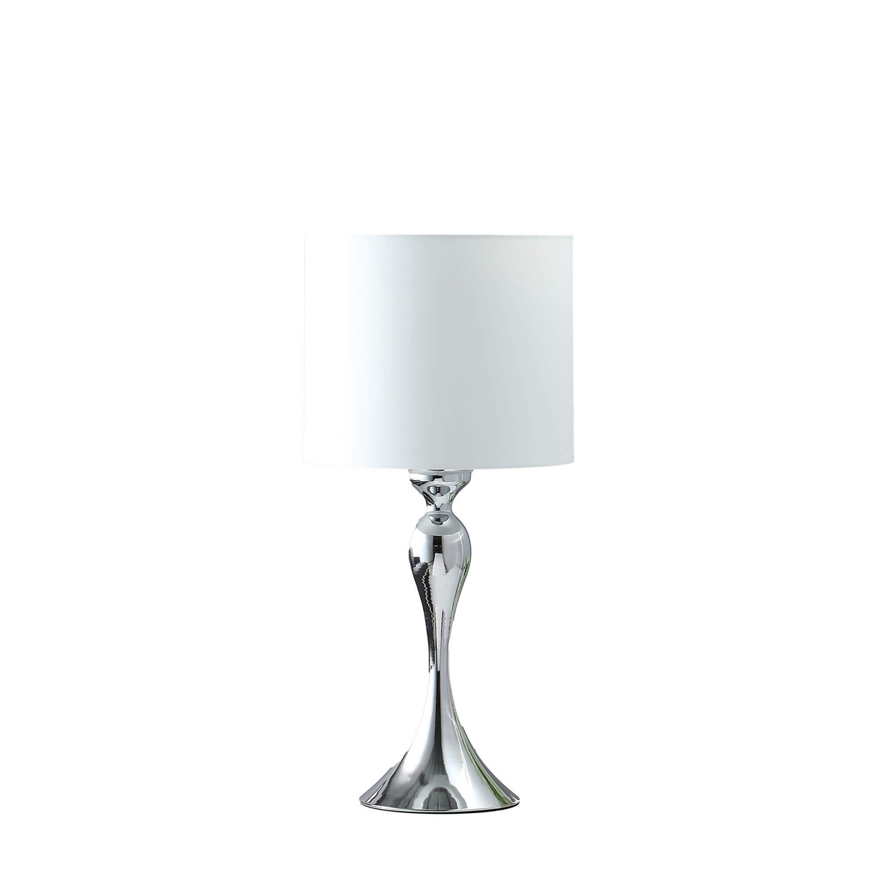 25" Silver Sleek Table Lamp With Off White Drum Shade - Chicken Pieces