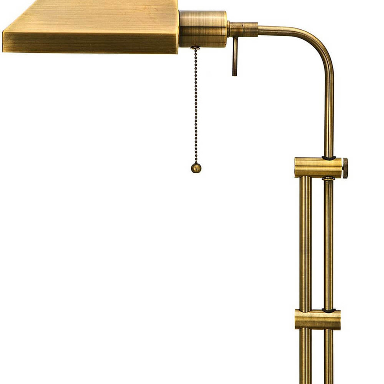 26" Bronze Metal Adjustable Table Lamp With Antiqued Brass Rectangular Shade - Chicken Pieces