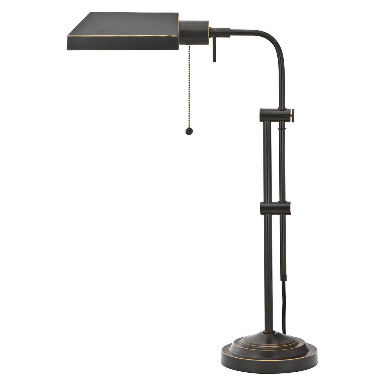 26" Bronze Metal Adjustable Table Lamp With Bronze Rectangular Shade - Chicken Pieces