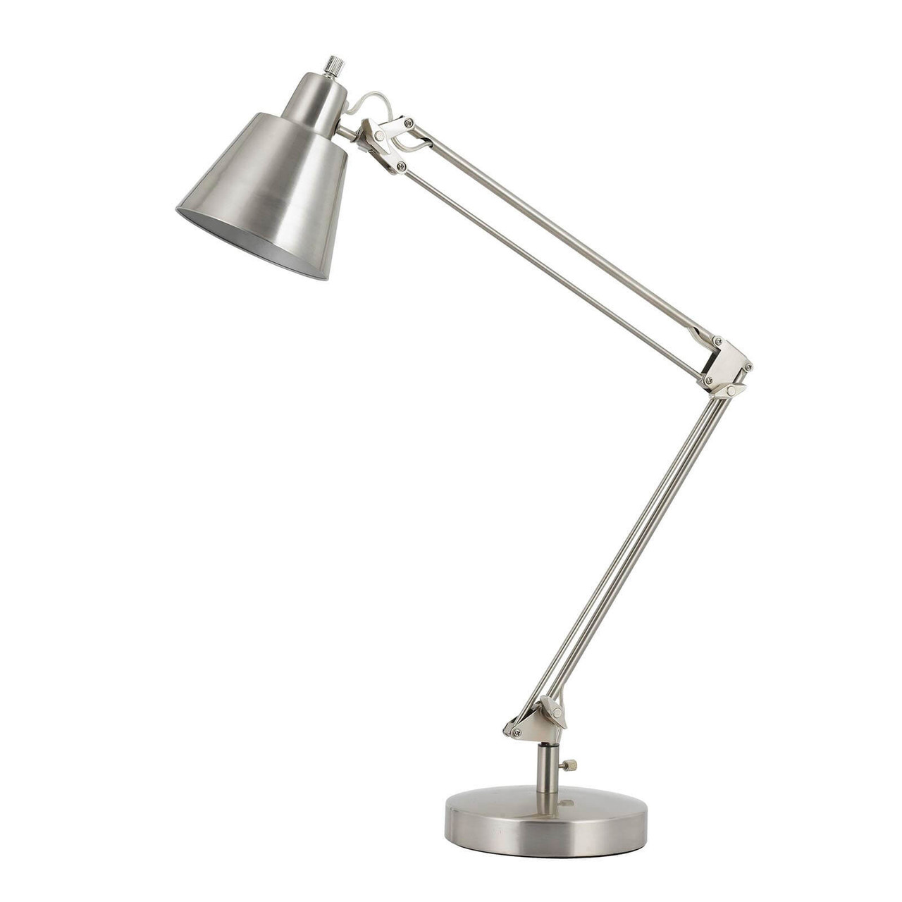 27" Nickel Metal Desk Table Lamp With Nickel Cone Shade - Chicken Pieces