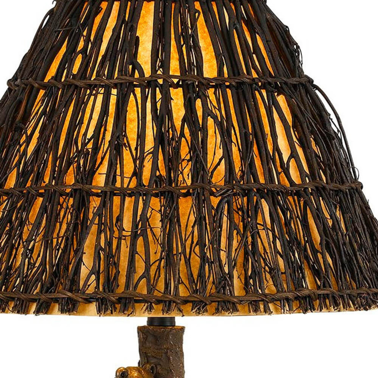 30" Bronze Table Lamp With Brown Empire Shade - Chicken Pieces