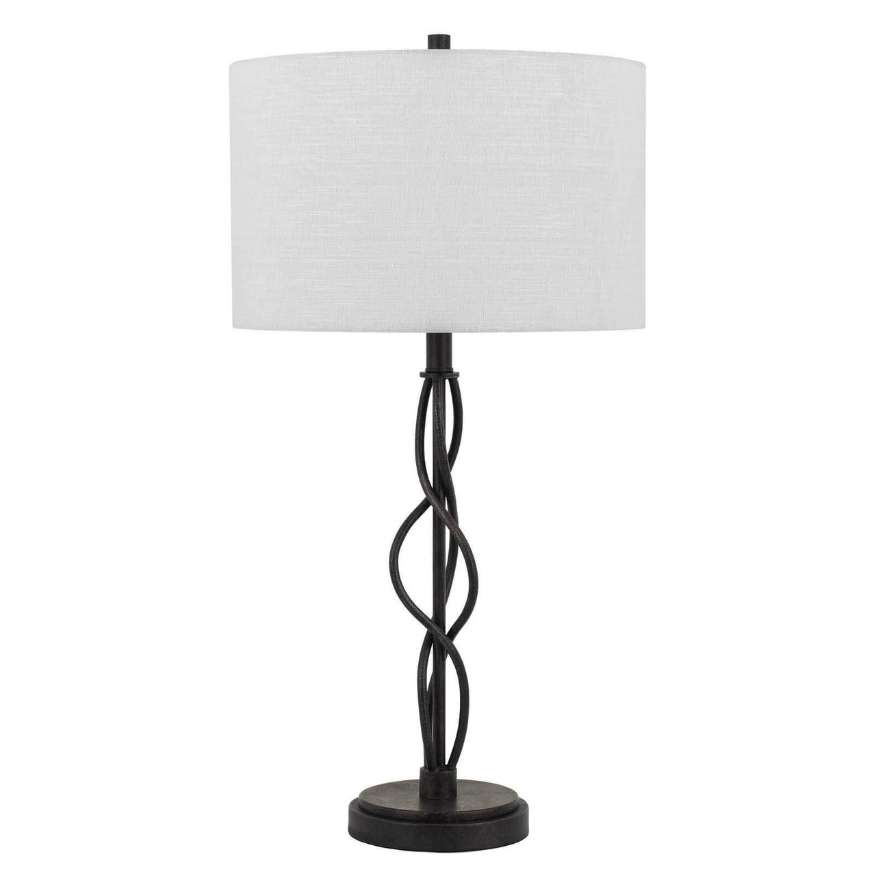 30" Bronze Metal Table Lamp With Off White Drum Shade - Chicken Pieces