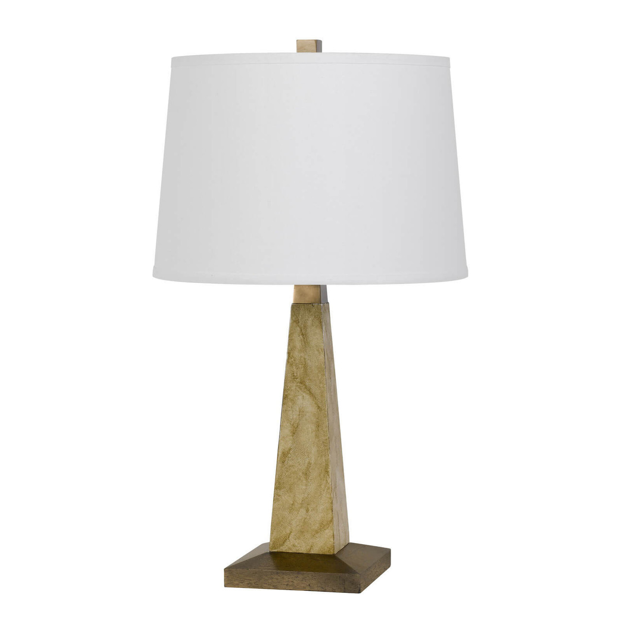 28" Brown Table Lamp With Off White Empire Shade - Chicken Pieces