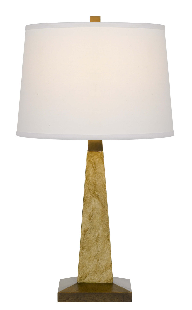 28" Brown Table Lamp With Off White Empire Shade - Chicken Pieces