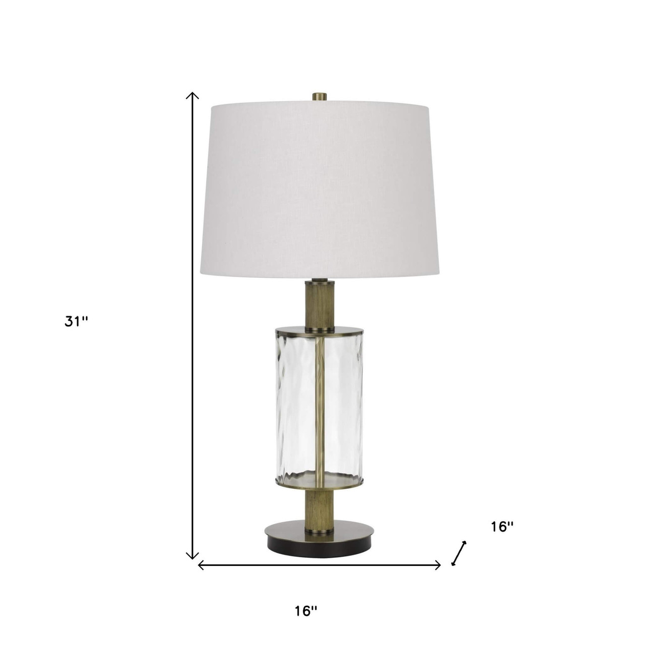 31" Clear Metal Table Lamp With White Empire Shade - Chicken Pieces