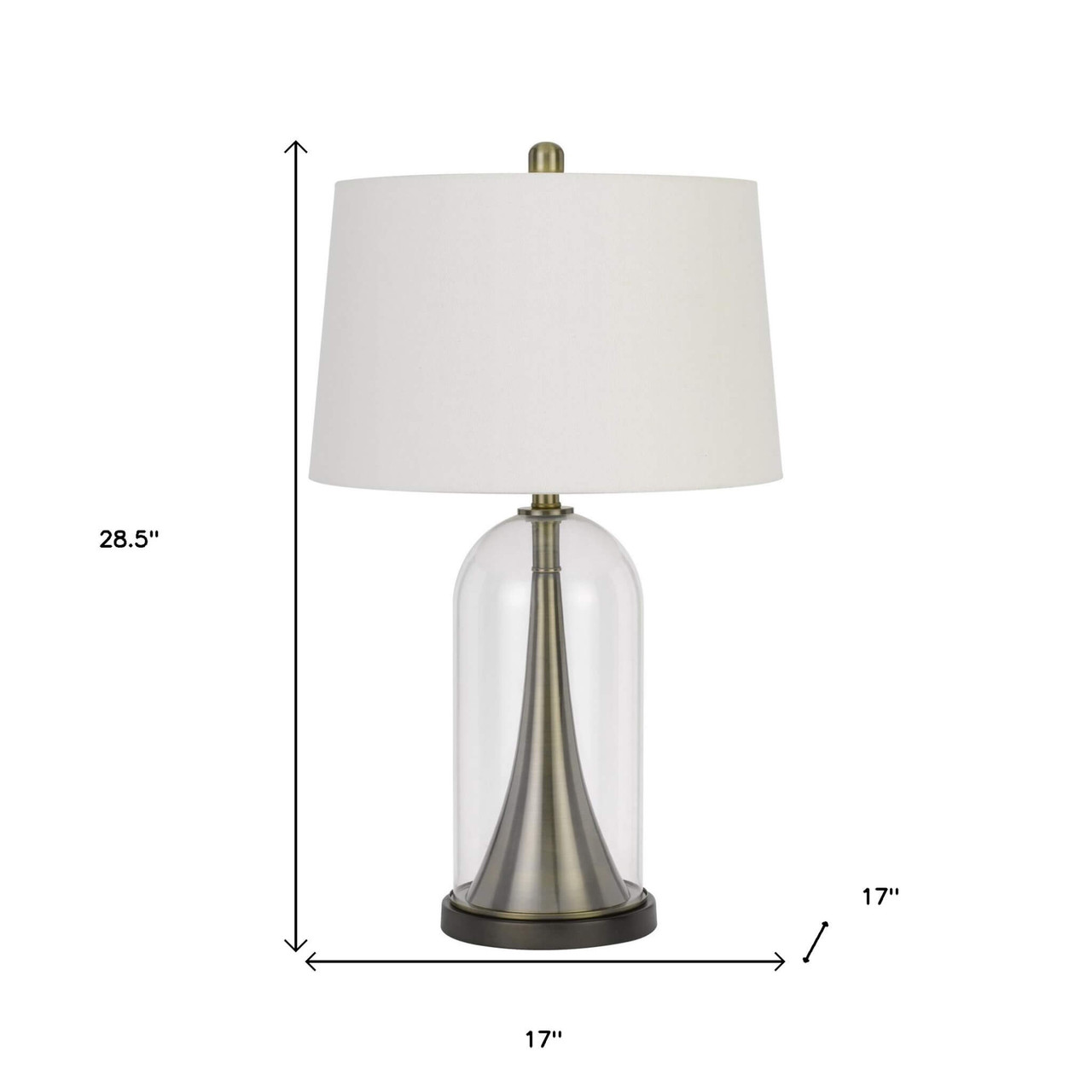 29" Clear Metal Table Lamp With White Empire Shade - Chicken Pieces