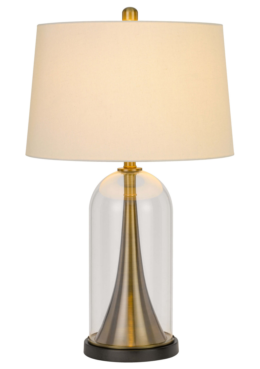 29" Clear Metal Table Lamp With White Empire Shade - Chicken Pieces