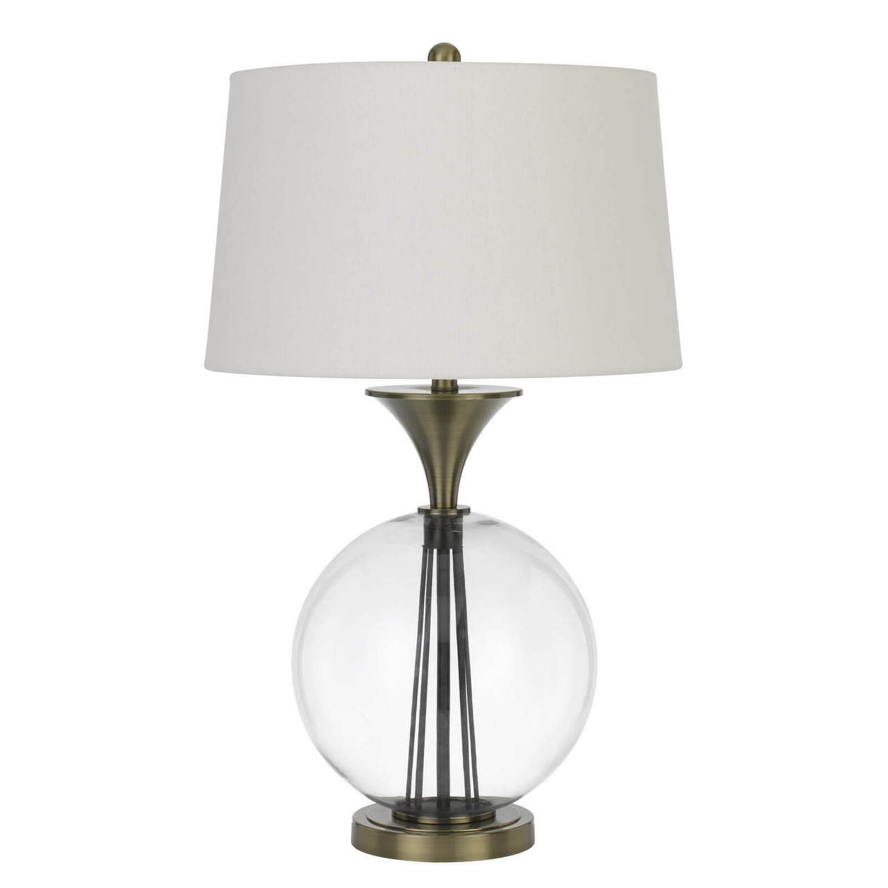 31" Clear Metal Table Lamp With White Empire Shade - CP-HMEROOTS-524715 - Chicken Pieces