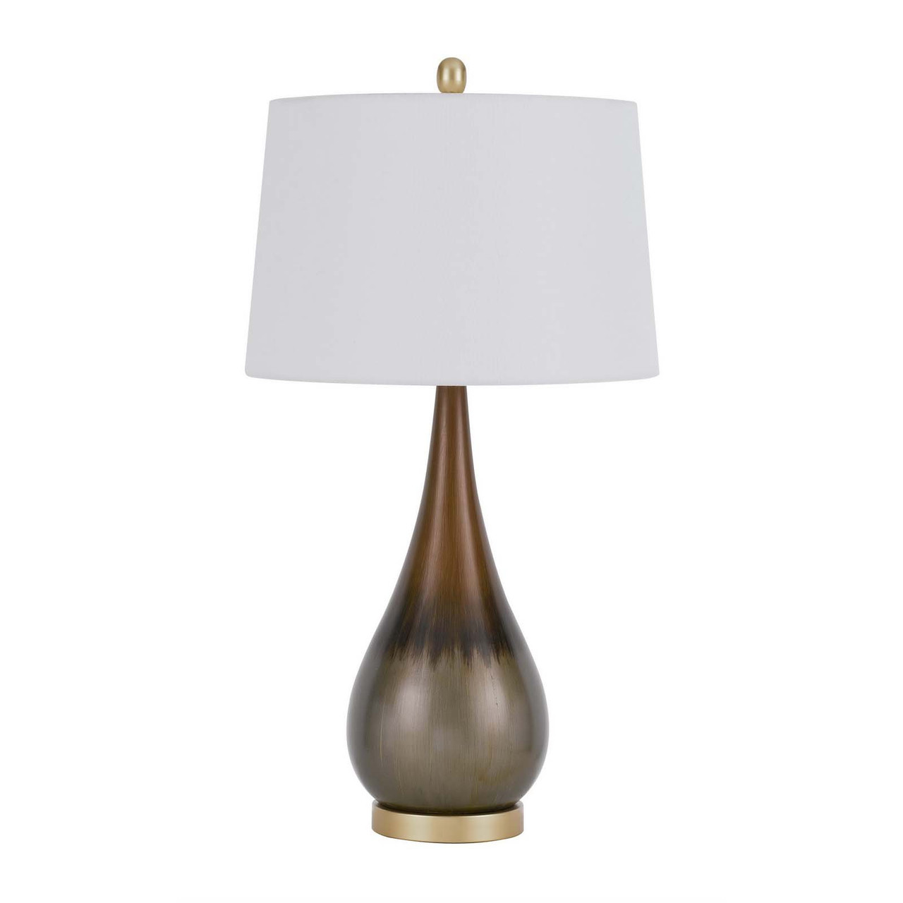 30" Taupe Metal Table Lamp With White Empire Shade - Chicken Pieces