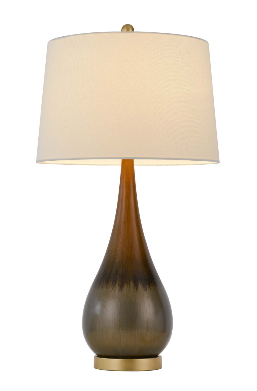 30" Taupe Metal Table Lamp With White Empire Shade - Chicken Pieces