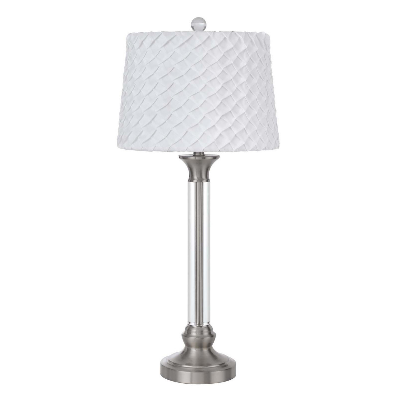 32" Nickel Metal Table Lamp With White Empire Shade - Chicken Pieces