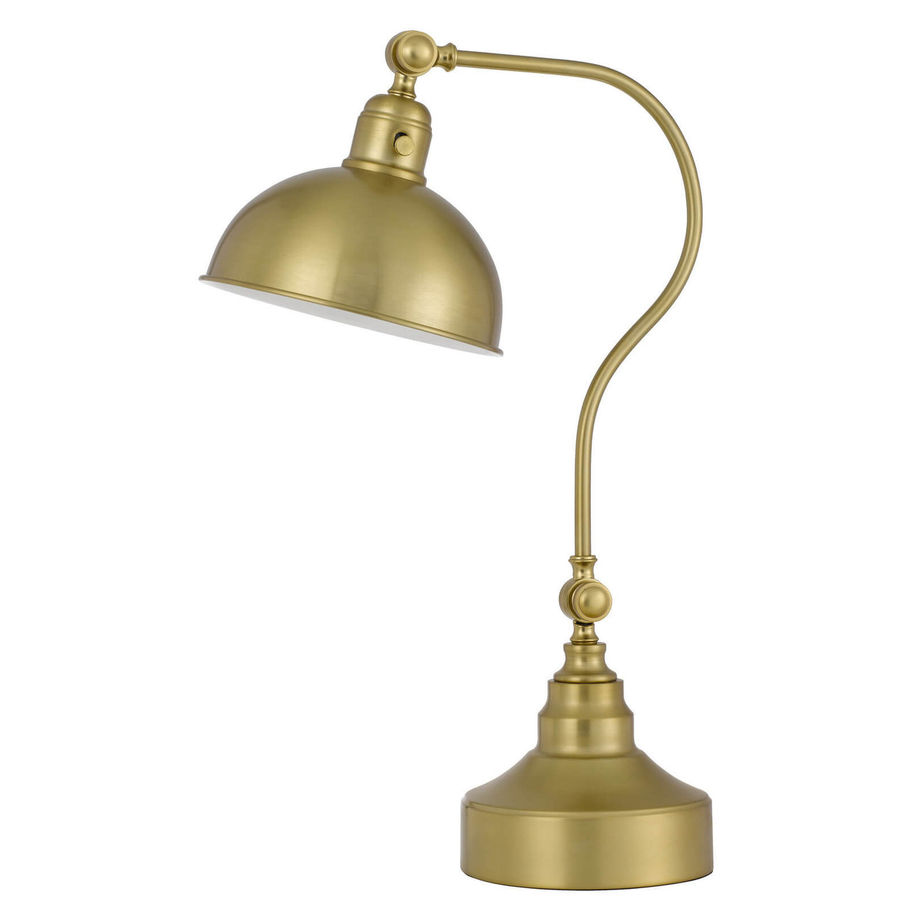 25" Antiqued Brass Metal Desk Table Lamp With Antiqued Brass Dome Shade - Chicken Pieces