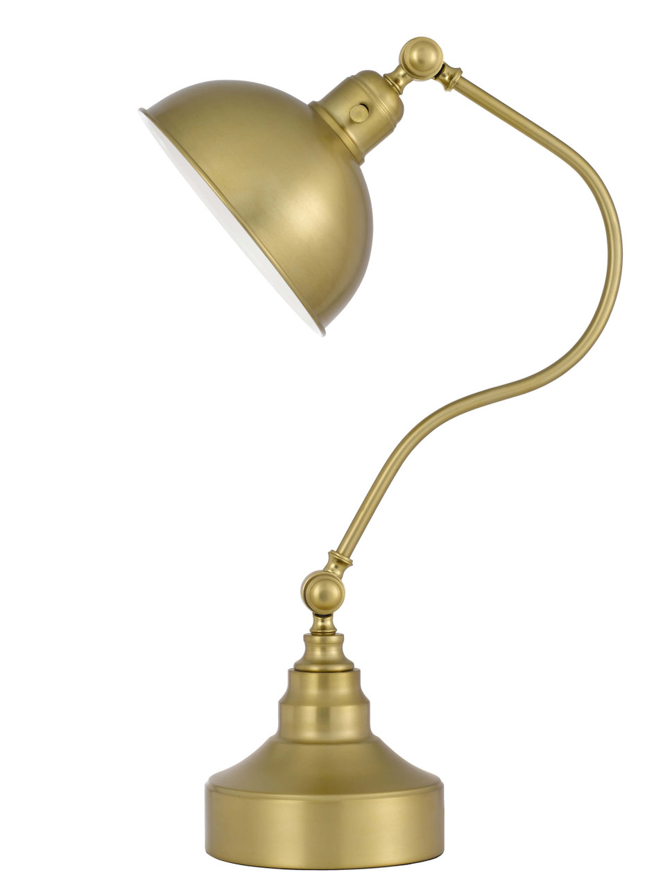 25" Antiqued Brass Metal Desk Table Lamp With Antiqued Brass Dome Shade - Chicken Pieces