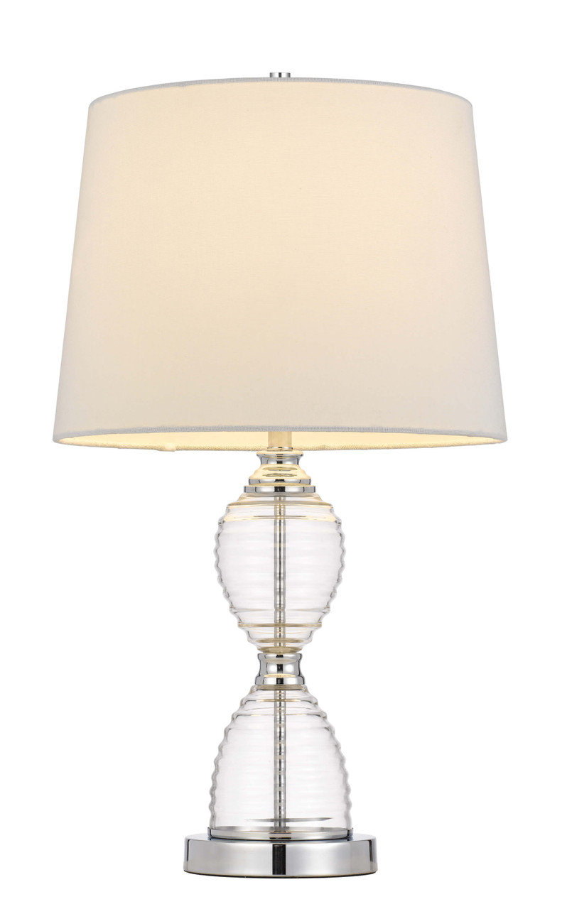 24" Clear Metal Table Lamp With White Empire Shade - Chicken Pieces