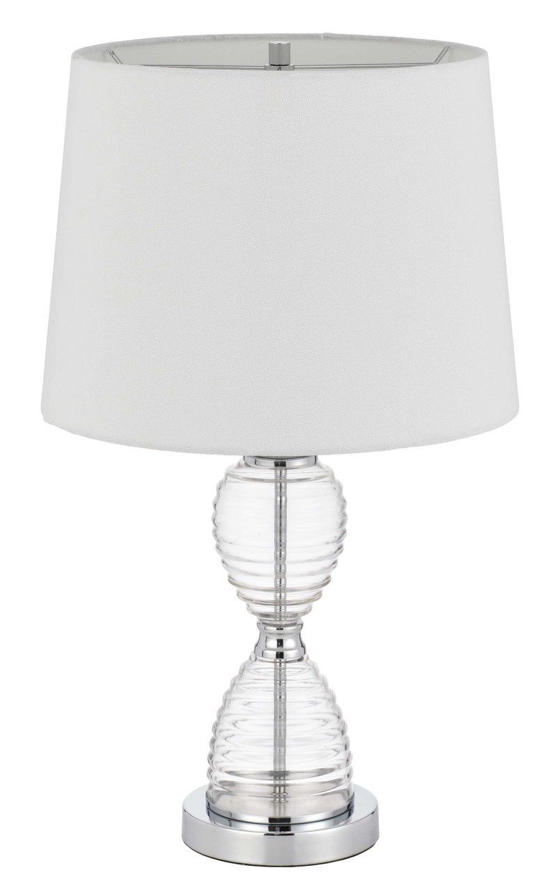 24" Clear Metal Table Lamp With White Empire Shade - Chicken Pieces