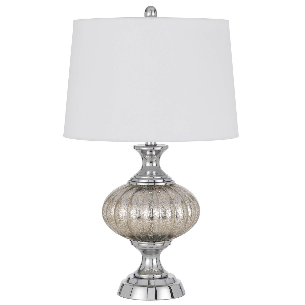 27" Silver Metallic Metal Table Lamp With White Empire Shade - Chicken Pieces