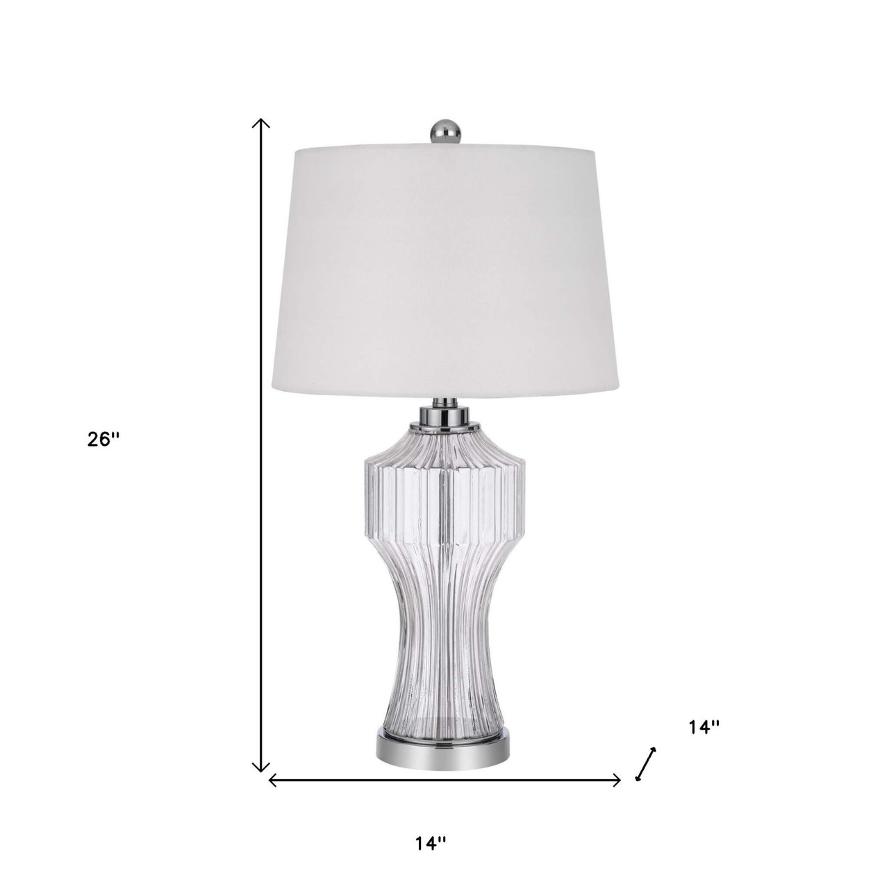 26" Clear Glass Table Lamp With White Empire Shade - Chicken Pieces