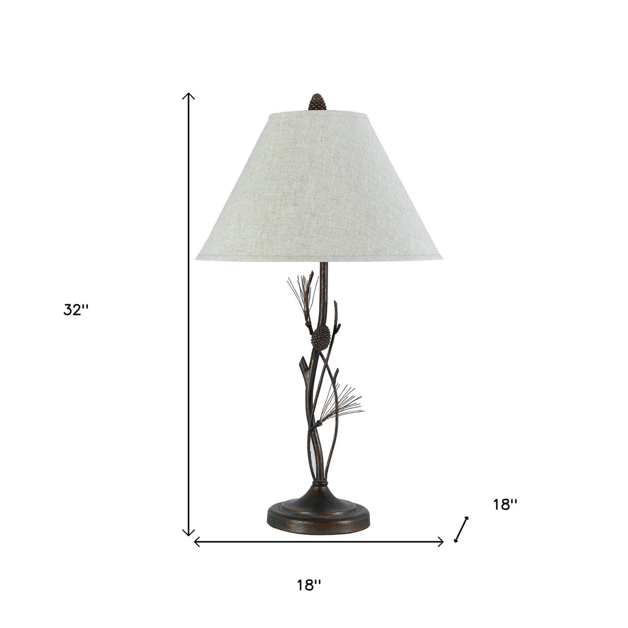 32" Rust Metal Table Lamp With Gray Empire Shade - Chicken Pieces