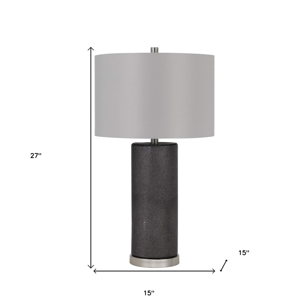 27" Black Metal Table Lamp With Gray Drum Shade - Chicken Pieces