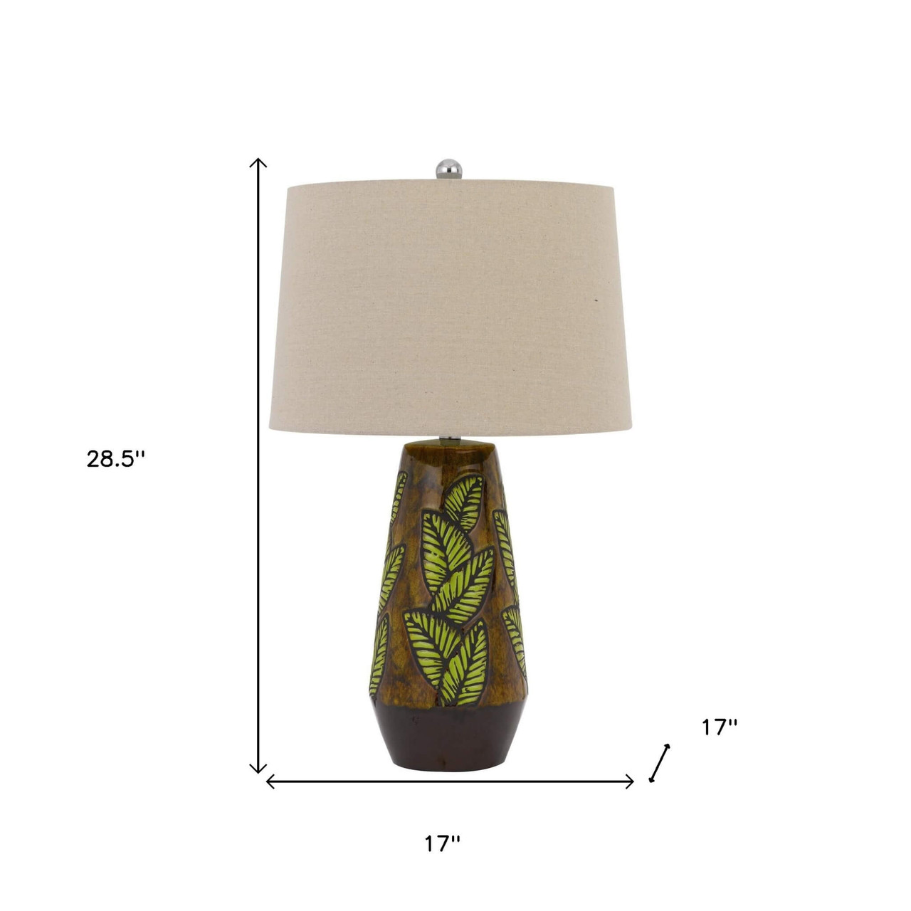 29" Brown Ceramic Table Lamp With Tan Empire Shade - Chicken Pieces