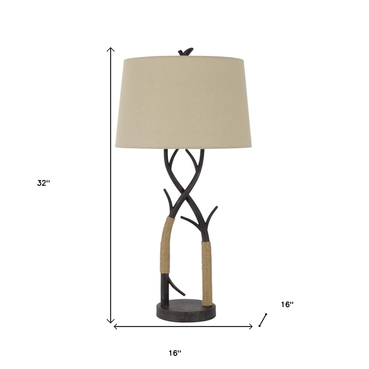 32" Charcoal Metal Table Lamp With Tan Empire Shade - Chicken Pieces