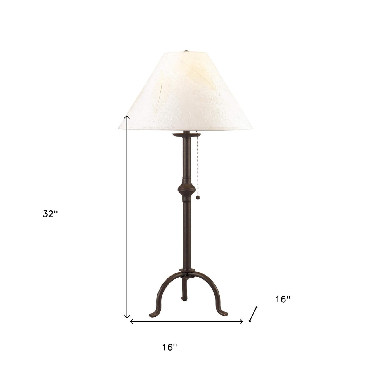 32" Black Metal Table Lamp With Off White Empire Shade - Chicken Pieces