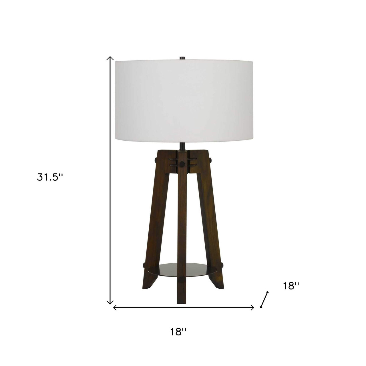 32" Brown Metal Table Lamp With Off White Drum Shade - Chicken Pieces
