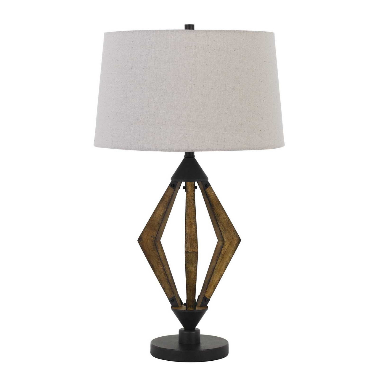 30" Black Metal Table Lamp With Brown Empire Shade-chicken pieces