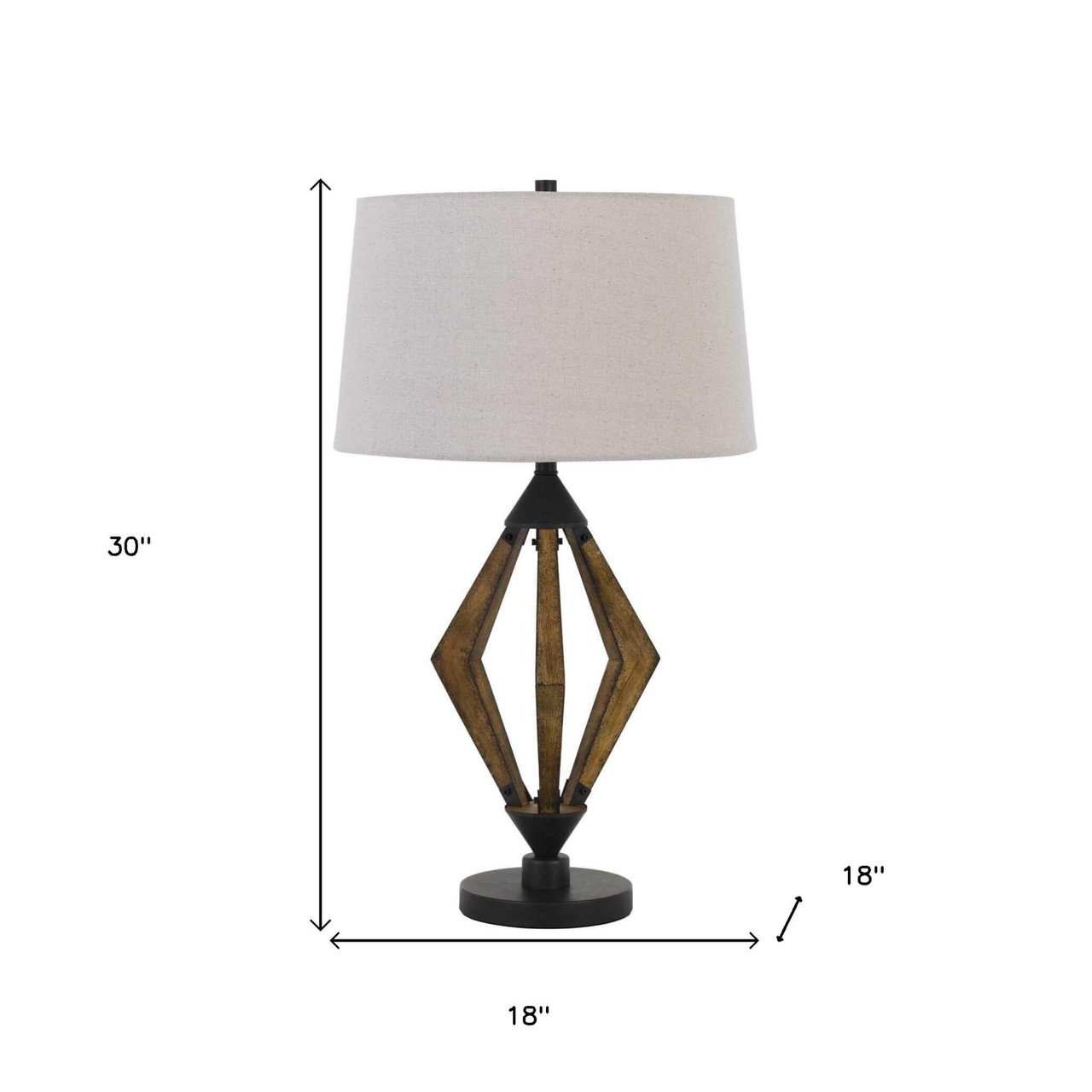 30" Black Metal Table Lamp With Brown Empire Shade-chicken pieces