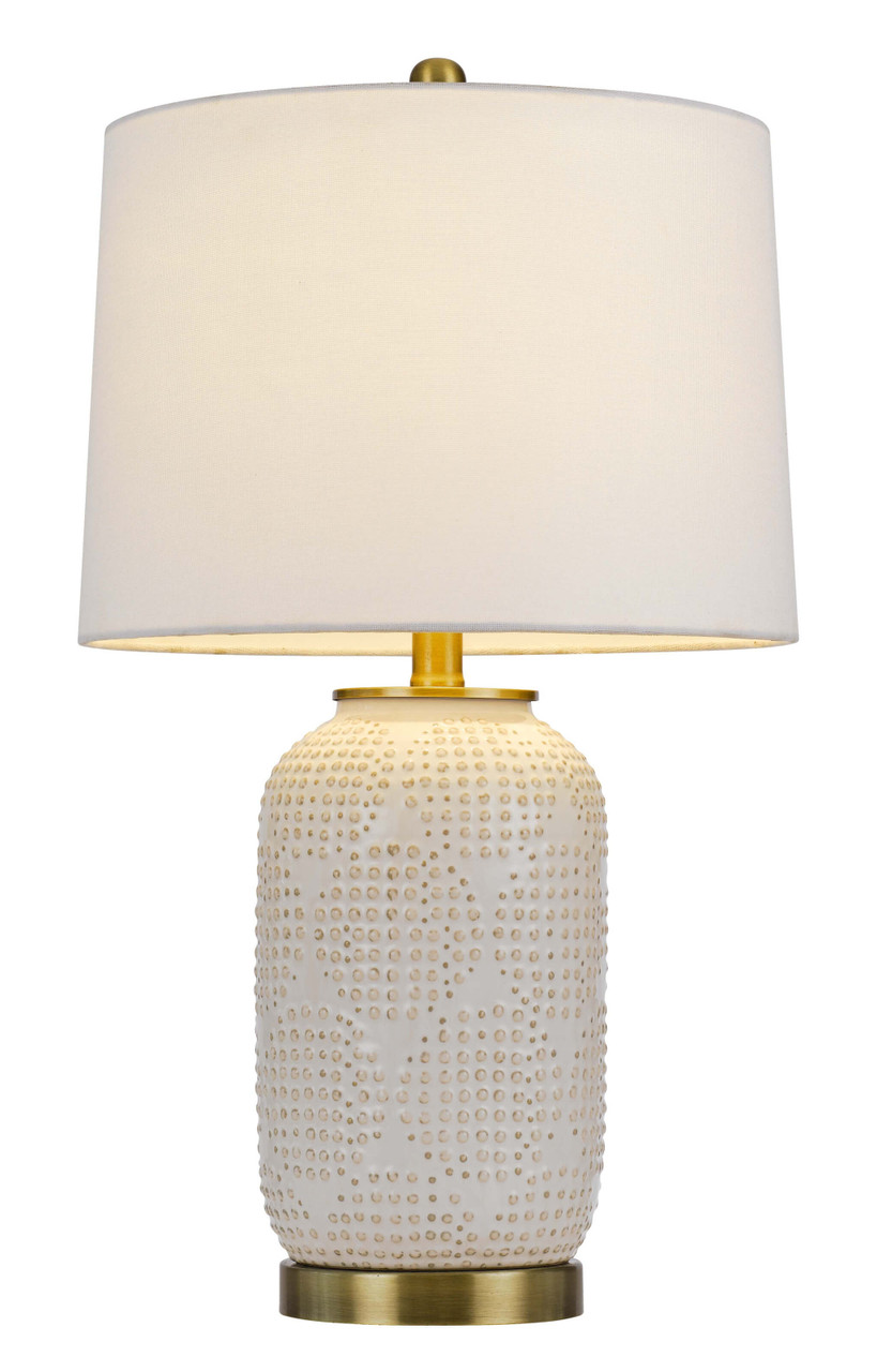 24" Ivory Metal Table Lamp With White Drum Shade- chicken pieces