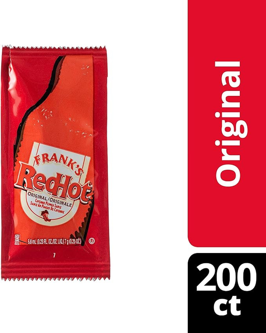 Frank's RedHot Original Cayenne Pepper Hot Sauce Packets - 7g, 200/Case - Chicken Pieces