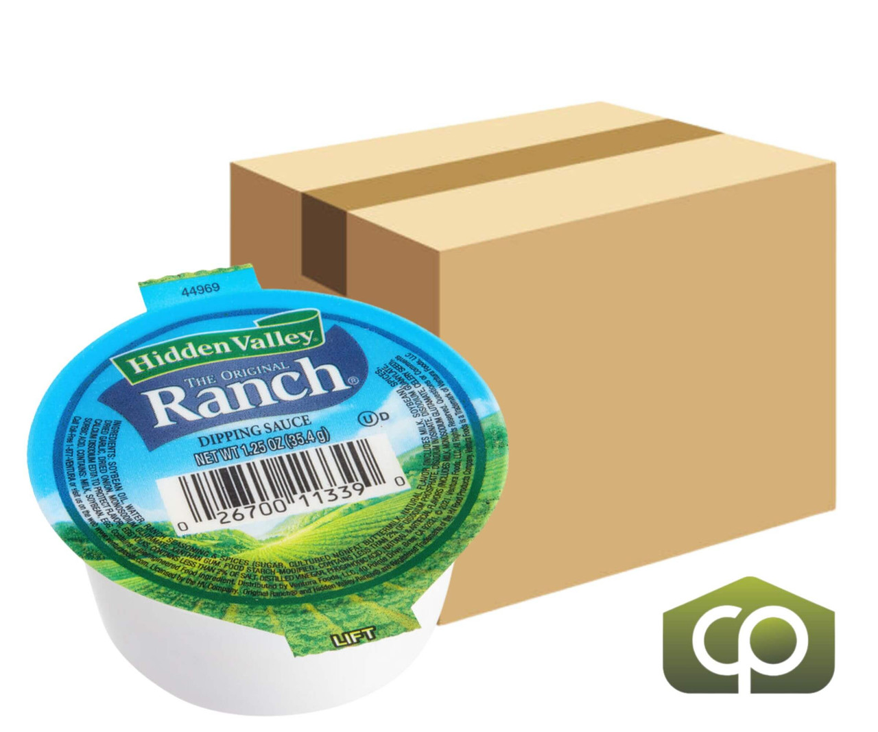 Hidden Valley Original Ranch Cool & Tangy Dressing Cups - 1.25 oz., 160/Case - Chicken Pieces