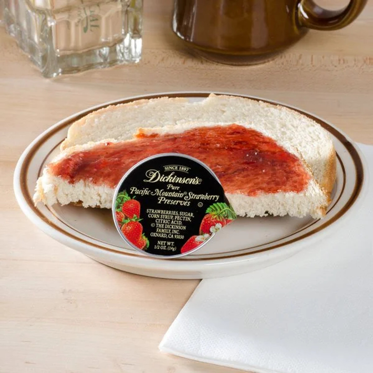 Dickinson's Pure Pacific Mountain Strawberry Preserves Portion Cups 0.5oz, 200/Case - Chicken Pieces