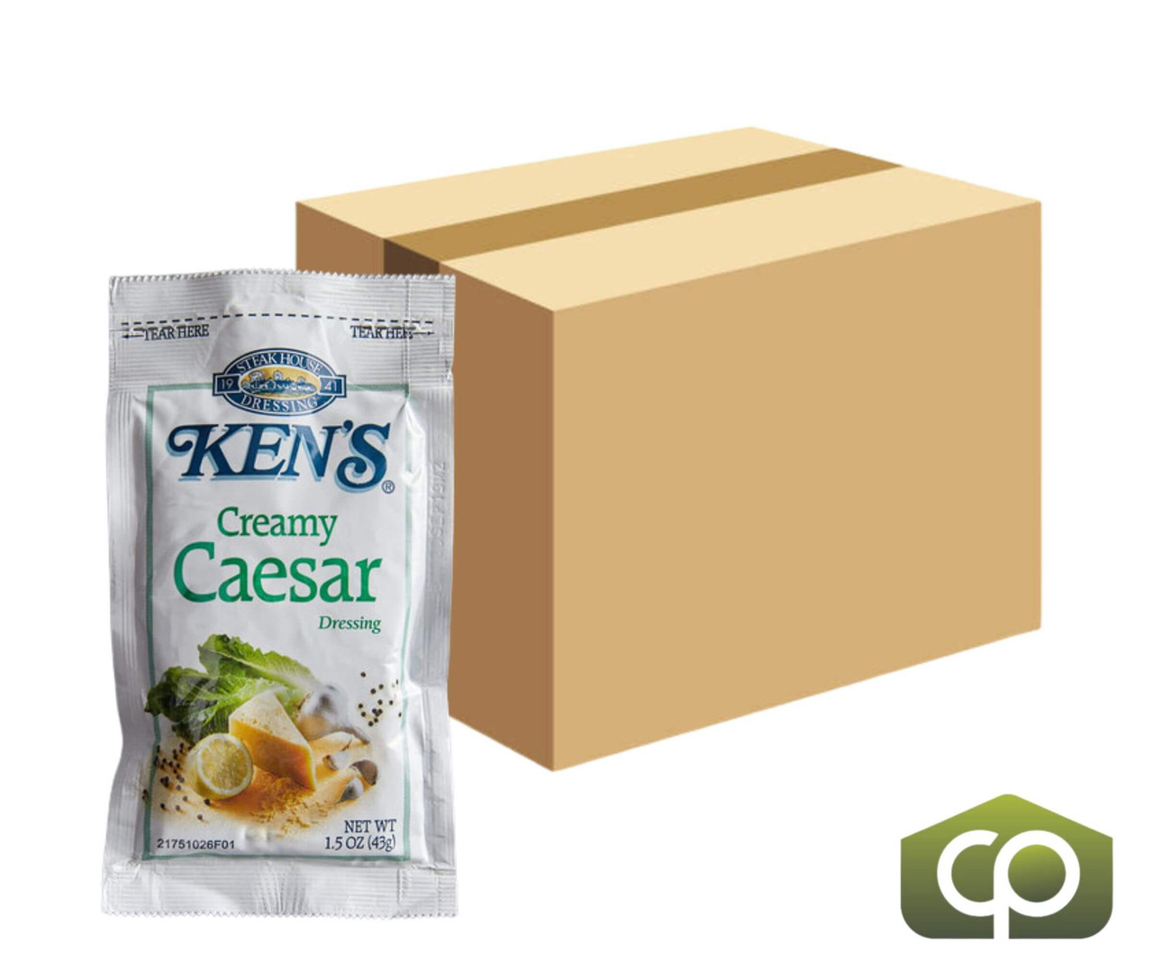 Ken's Foods Creamy Caesar Dressing Packets - 1.5 oz., 60/Case - Anchovy Infused  - Chicken Pieces