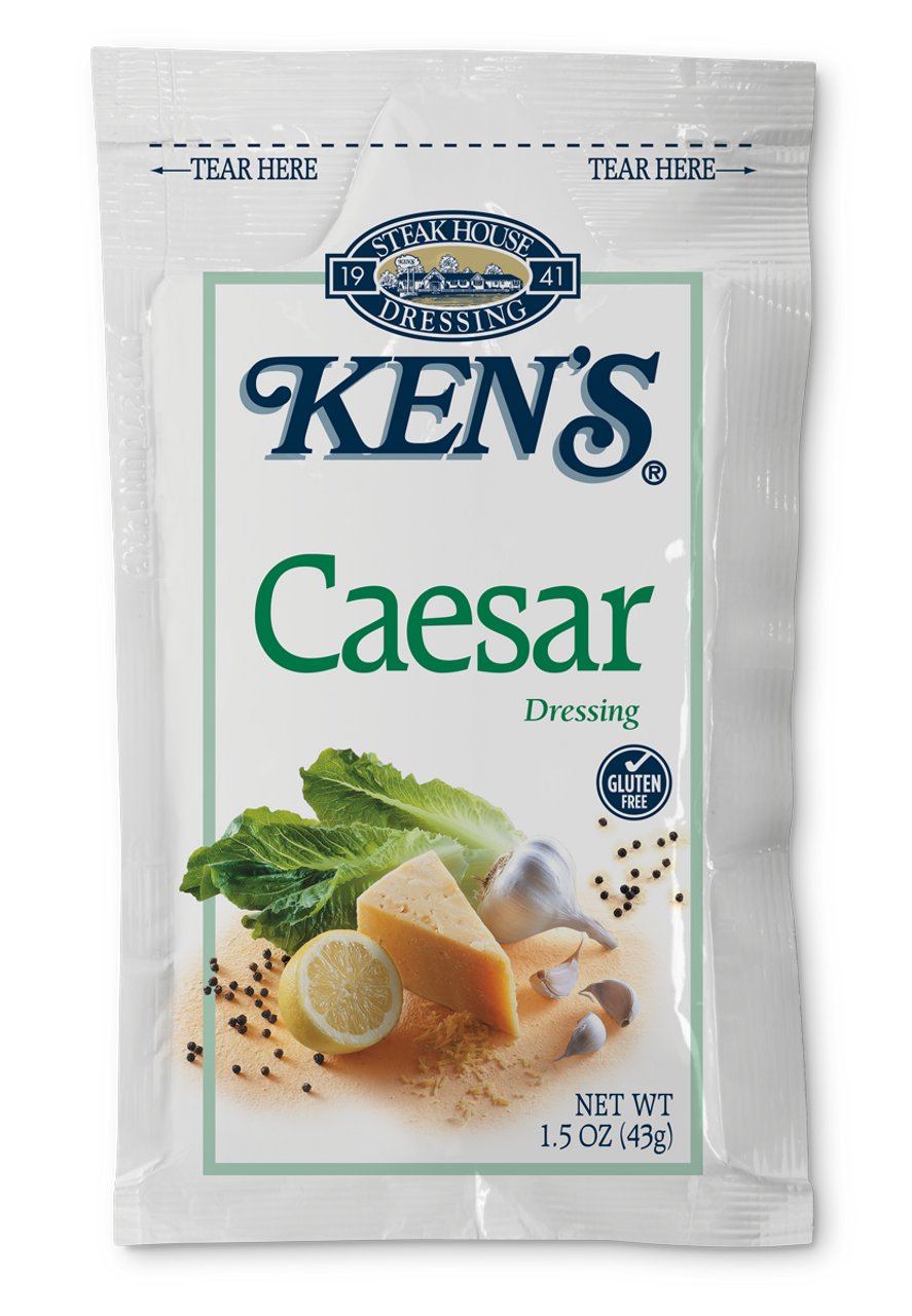 Ken's Foods Creamy Caesar Dressing Packets - 1.5 oz., 60/Case - Anchovy Infused  - Chicken Pieces