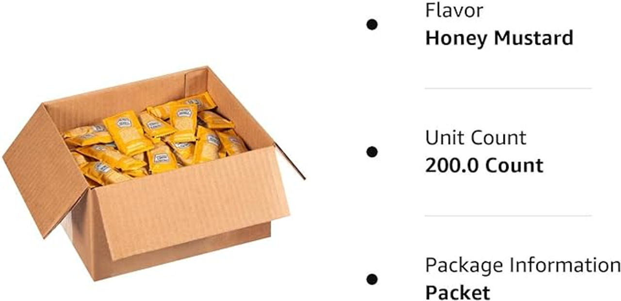 Heinz Honey Mustard Packets - 12g, 200/Case - Smooth & Tangy-Sweet Condiment - Chicken Pieces
