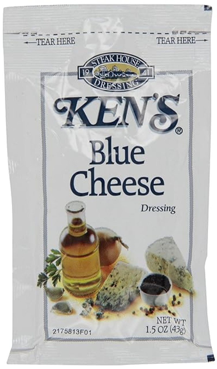 Ken's Foods 1.5 oz. Blue Cheese Dressing Packet - 60/Case - Creamy Dressing - Chicken Pieces