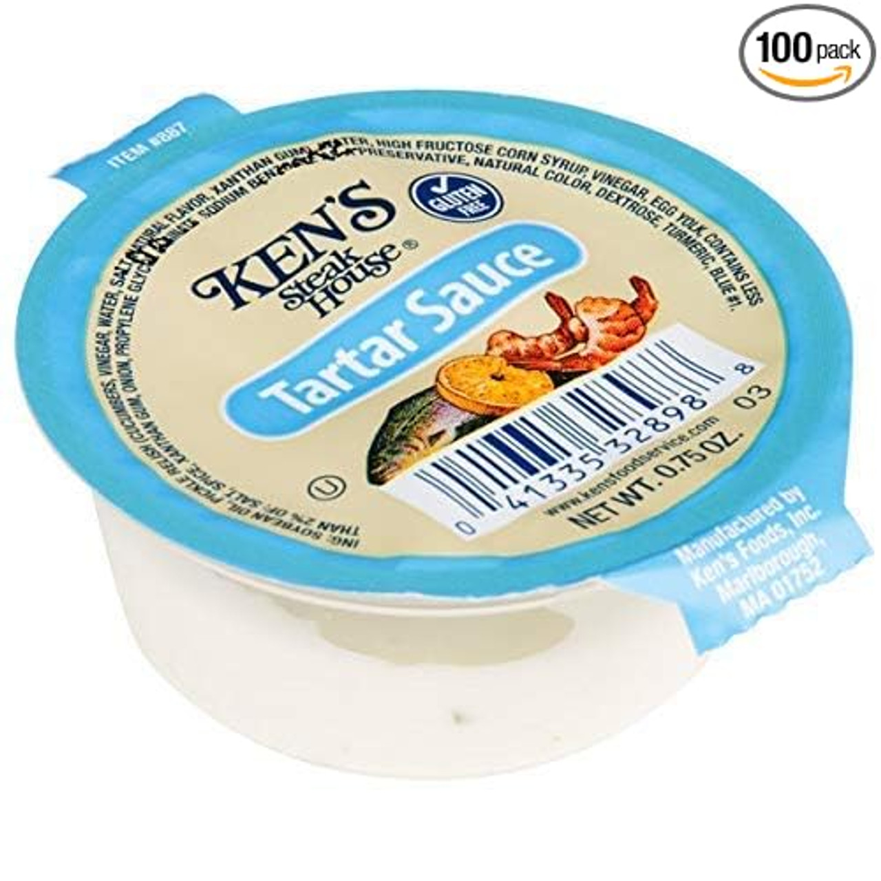 Ken's 0.75 oz. Tartar Sauce Tangy & Sweet Relish Dipping Cup - 100/Case - Chicken Pieces