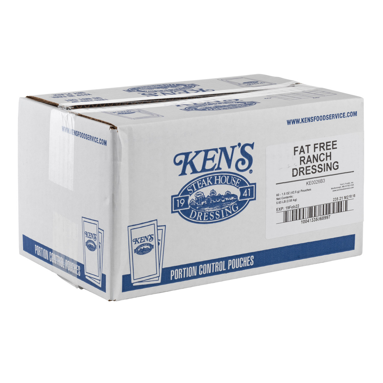 Ken's Foods 1.5 oz. Fat-Free Ranch Dressing Packet - 60/Case - Creamy Indulgence - Chicken Pieces