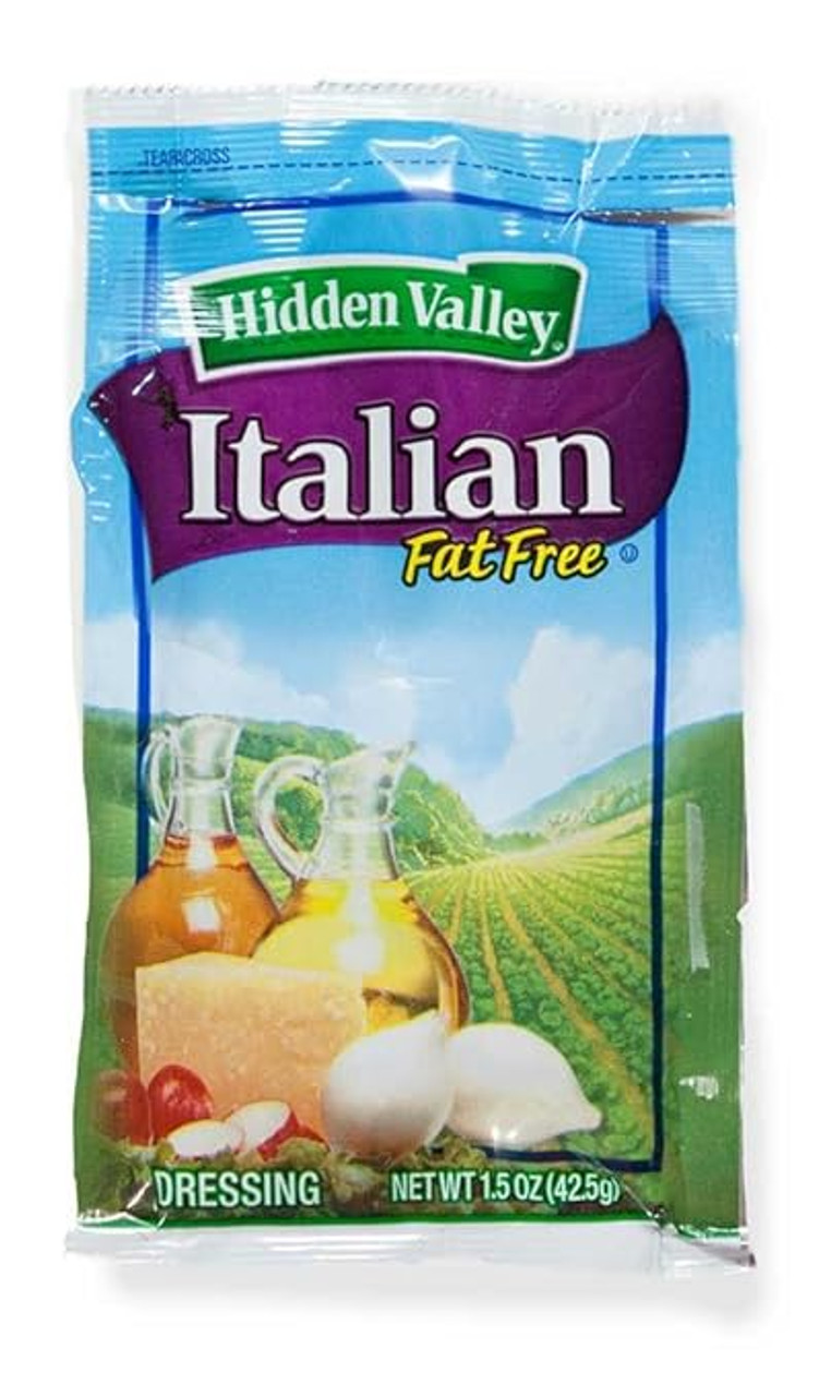 Hidden Valley 1.5 oz. Fat-Free Italian Dressing Packet - 84/Case | Zero Fat - Chicken Pieces