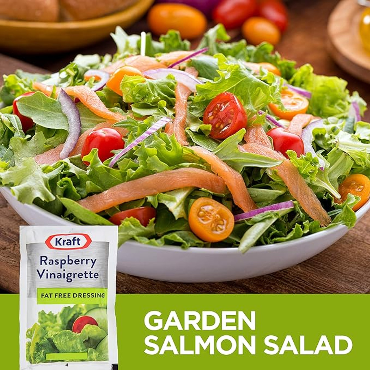 Kraft Fat-Free Raspberry Vinaigrette Sweet Dressing Packet - 1.5 oz. (60/Case) - Chicken Pieces