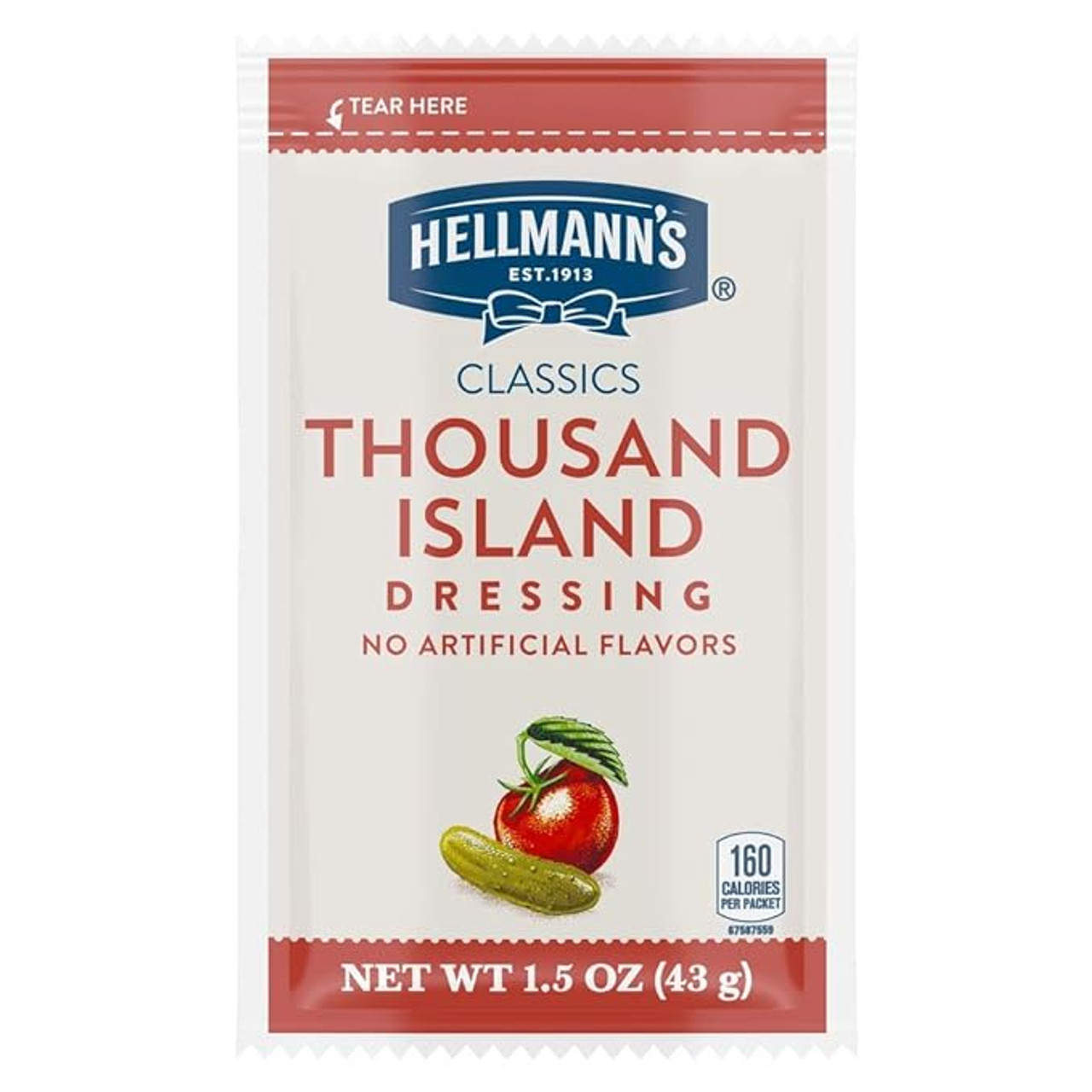 Hellmann's 1.5 oz. Thousand Island Dressing Packet - 102/Case, Classic Tangy - Chicken Pieces