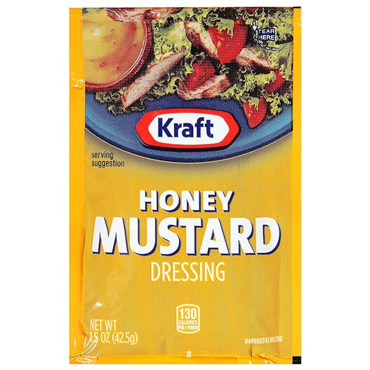 Kraft Honey Mustard Dressing Packet - 1.5 oz. (60/Case), Creamy Richness - Chicken Pieces