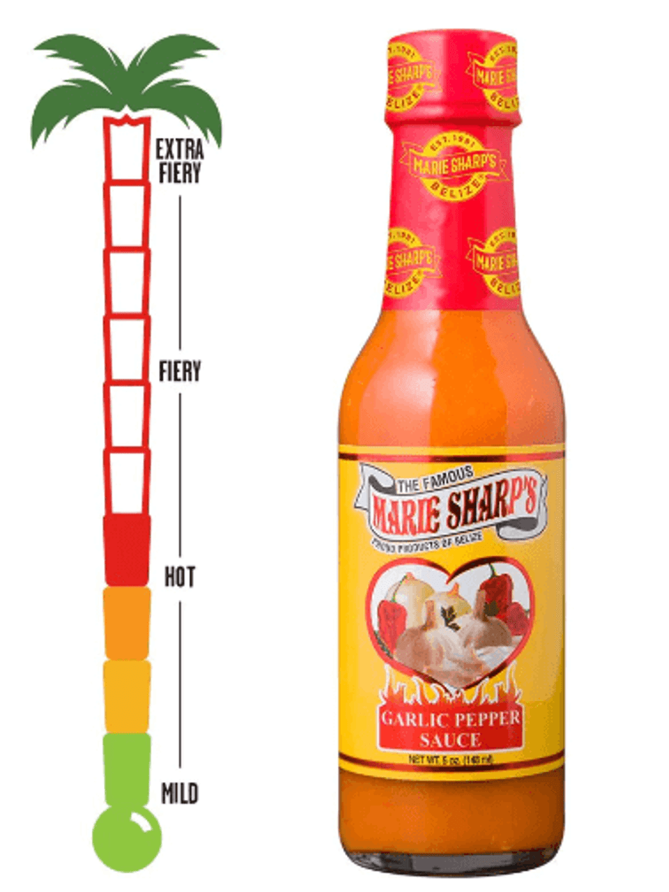 Marie Sharp's Garlic Habanero Hot Sauce 1.69 oz. - 24/Case, Mild Heat - Chicken Pieces