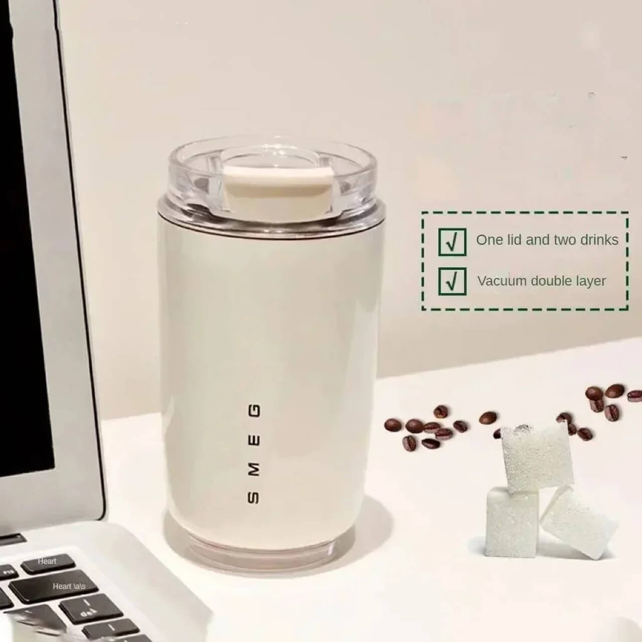 SMEG Stainless Steel Insulated Thermos Coffee Travel Mug 320ml
