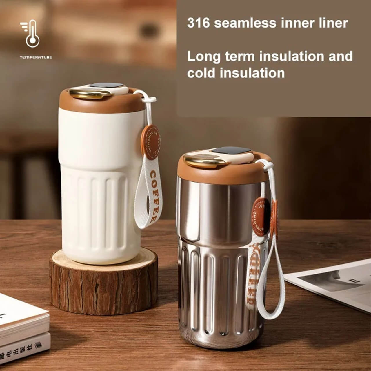 Smart Portable Thermos Digital LED Temperature Coffee Mug Cup Stainless Steel Hydroflask